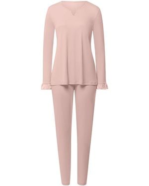 Hanro Cotton-Blend Claire Pyjama Set - Pink