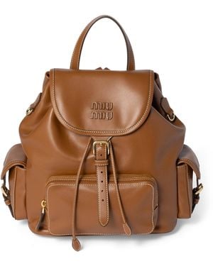 Miu Miu Leather Backpack Medium - Brown