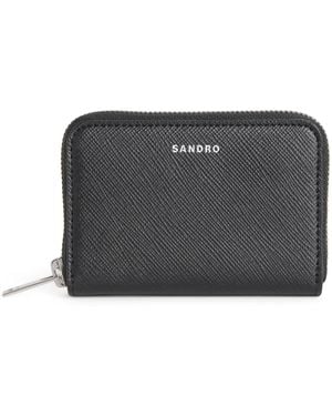 Sandro Grained Leather Zipped Wallet - Black