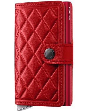 Secrid Leather Diamond-Embossed Miniwallet - Red