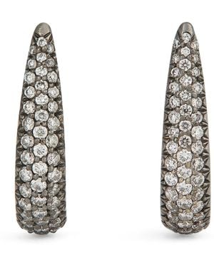 Eva Fehren Blackened And Diamond Claw Stud Earrings - White