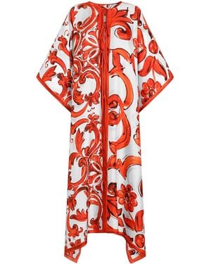 Dolce & Gabbana Printed Kaftan Midi Dress - Red