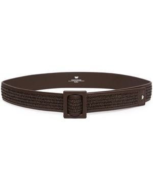 Weekend by Maxmara Woven Leather-Trim Belt - Brown