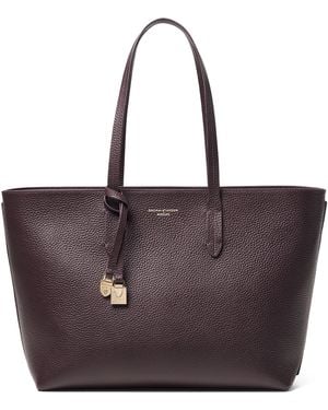 Aspinal of London Leather East West Tote Bag - Purple