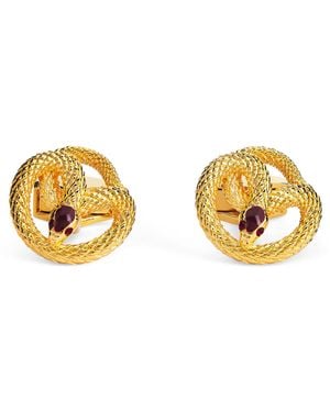 Tateossian Plated Enamel-Detail Viper Cufflinks - Metallic
