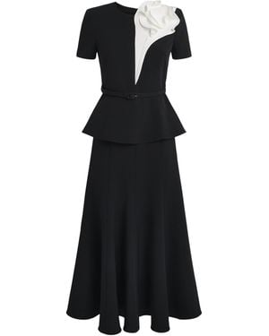 Roland Mouret Floral-Appliqué Midi Dress - Black