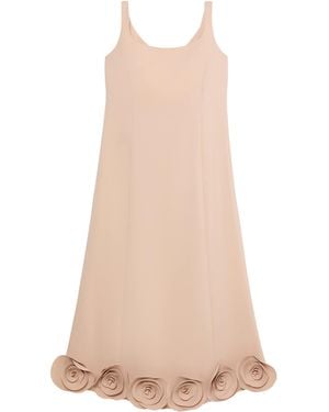 Marina Rinaldi Cady Floral Appliqué Maxi Dress - Natural