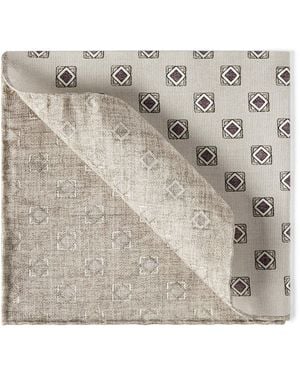 Brunello Cucinelli Silk Geometric Square Pocket Square - Metallic