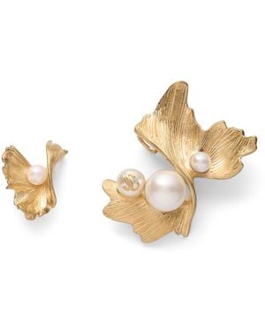 Jimmy Choo Tone Wave Pearl Stud Earrings - Metallic