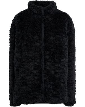 Skims Faux Fur Zip-Up Jacket - Black