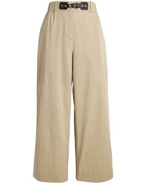 Maje Cotton Gabardine Wide-Leg Trousers - Natural