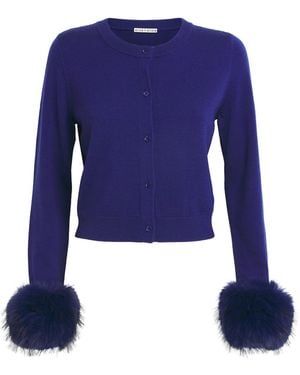 Alice + Olivia Stretch-Wool Cropped Dollie Cardigan - Blue