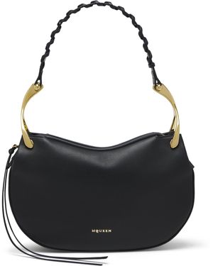 McQueen Leather Wishbone Top-Handle Bag - Black