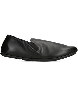 The Row Vincit Leather Slip-On Loafers - Black