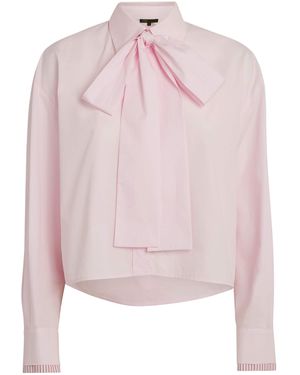 Maje Cotton Pussybow Shirt - Pink