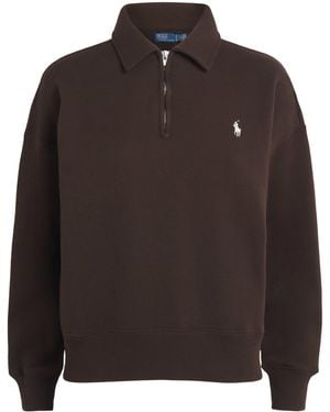 Polo Ralph Lauren Cotton-Blend Quarter-Zip Sweater - Brown
