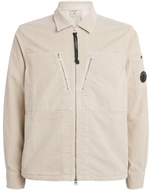 C.P. Company Corduroy Lens Zip-Up Overshirt - Natural