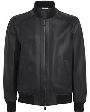 Pal Zileri Leather Bomber Jacket - Black
