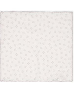 Eleventy Cotton-Wool Printed Pocket Square - White