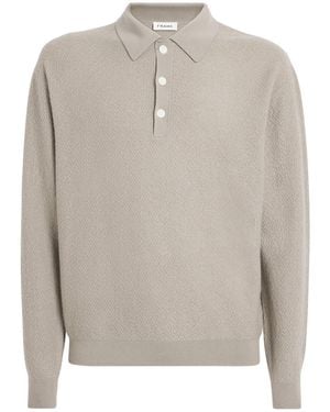 FRAME Wool Textured Polo Jumper - Grey