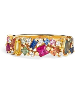 Suzanne Kalan Diamond And Sapphire La Fantaisie Half-Band Ring - Metallic
