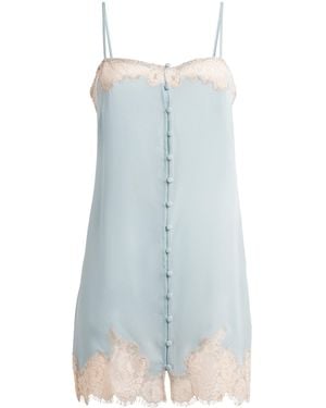 Fleur du Mal Silk Lace-Trim Juliet Slip Dress - Blue