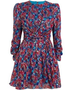 Saloni Silk-Blend Blythe Mini Dress - Blue
