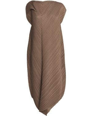 Pleats Please Issey Miyake Flare Midi Dress - Brown