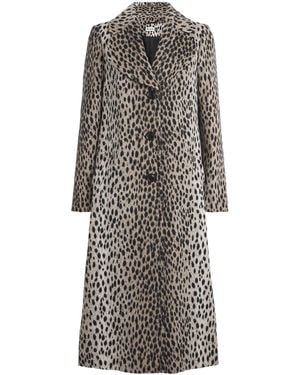 RIXO London Rosemary Leopard Coat - Grey