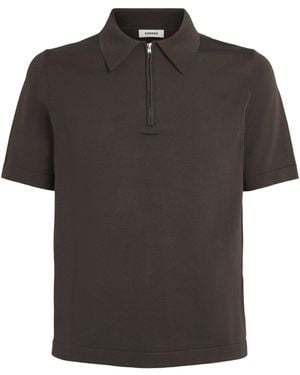 Sandro Zip-Up Polo Shirt - Black
