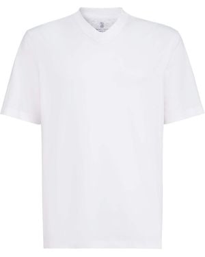 Brunello Cucinelli Cotton V-Neck T-Shirt - White