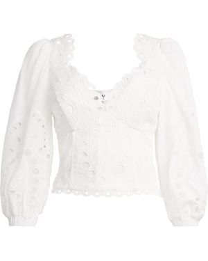 Charo Ruiz Cotton-Blend Bass Corset Top - White
