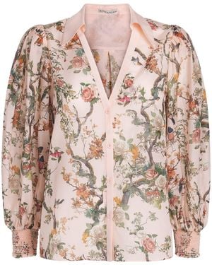 Alice + Olivia Cotton-Silk Floral Charis Blouse - Pink