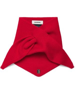 Sandro Wool-Cashmere Tie Bandana - Red