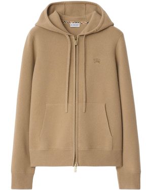 Burberry Cashmere-Blend Zip-Up Hoodie - Natural