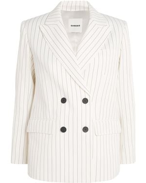 Sandro Stripe Double-Breasted Blazer - White
