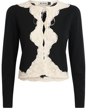 RIXO London Lace-Trimmed Tassia Cardigan - Black