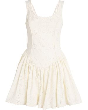Agua Bendita Cotton Pluma Playa Mini Dress - White