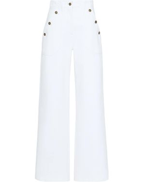 Max Mara Cotton Wide-Leg Trousers - White