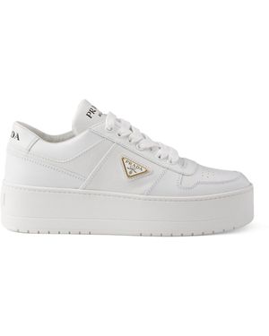 Prada Downtown Bold Leather Trainers - White