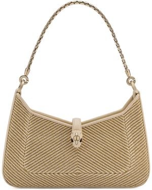 BVLGARI Small Chevron Serpenti Baia Shoulder Bag - Metallic