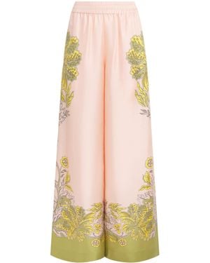 La DoubleJ Silk Palazzo Trousers - Pink