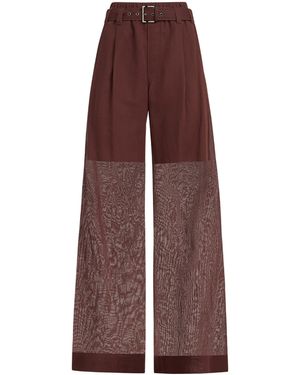 Brunello Cucinelli Cotton Organza Belted Pants - Purple