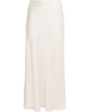 LAPOINTE Satin Midi Skirt - White