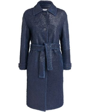 Loewe Lamb Leather Tailored Coat - Blue