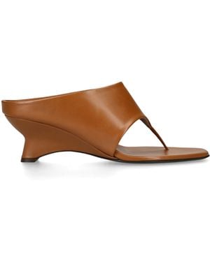 KHAITE Leather Marlow Heeled Mules 55 - Brown