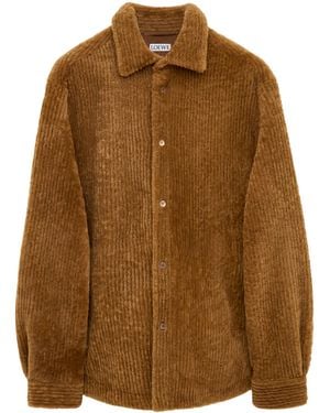 Loewe Corduroy Merino Shearling Overshirt - Brown