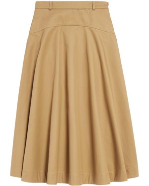 Balenciaga Cotton Draped Midi Skirt - Natural