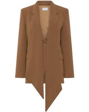 Marella Envers Satin Scarf-Detail Blazer - Brown