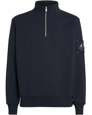 Moose Knuckles Cotton Hartsfield Quarter-Zip Sweatshirt - Blue